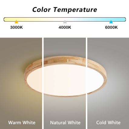 BRILAGI - LED stmievateľné stropné svietidlo WOODLINE LED/72W/230V 3000-6000K dub pr. 60 cm + diaľkové ovládanie