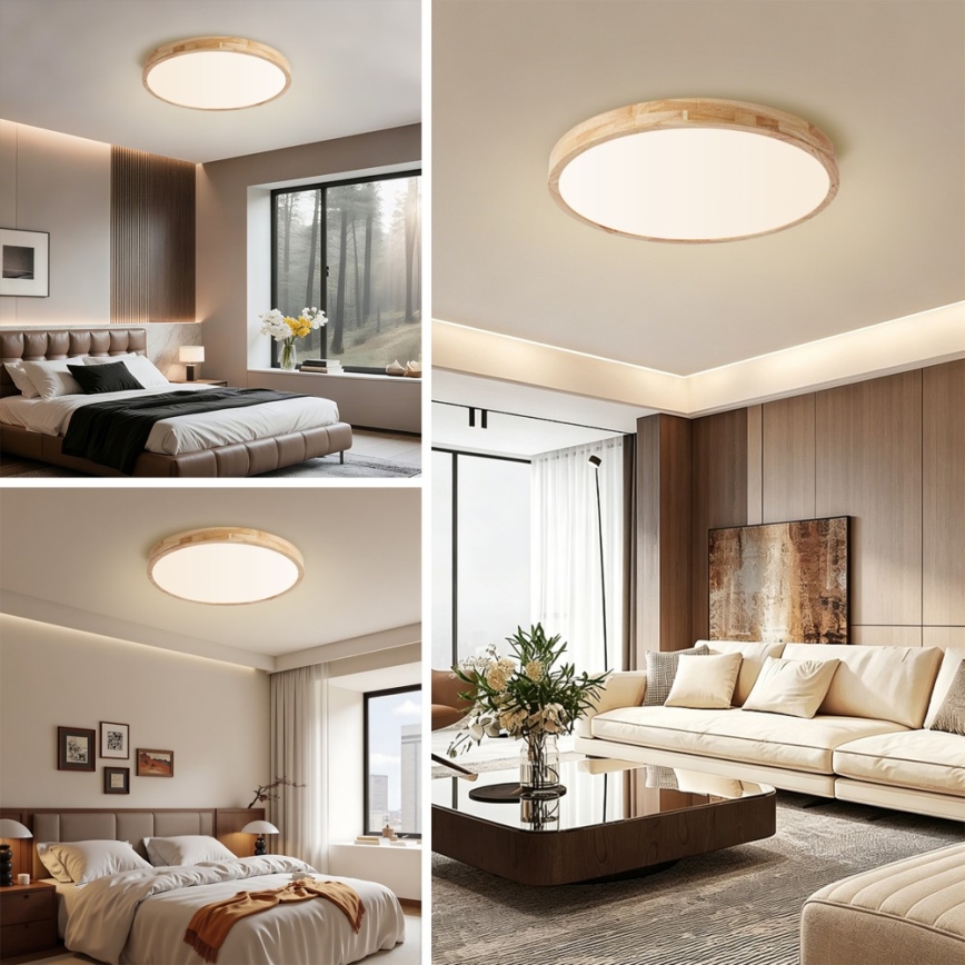 BRILAGI - LED stmievateľné stropné svietidlo WOODLINE LED/72W/230V 3000-6000K dub pr. 60 cm + diaľkové ovládanie