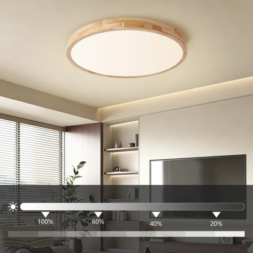 BRILAGI - LED stmievateľné stropné svietidlo WOODLINE LED/72W/230V 3000-6000K dub pr. 60 cm + diaľkové ovládanie
