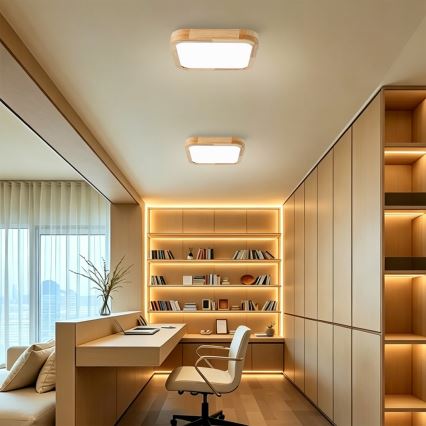 BRILAGI - LED stmievateľné stropné svietidlo WOODLINE SQUARE LED/48W/230V 3000-6000K dub 40x40 cm + diaľkové ovládanie