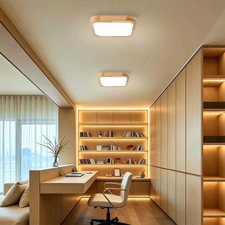 BRILAGI - LED stmievateľné stropné svietidlo WOODLINE SQUARE LED/48W/230V 3000-6000K dub 40x40 cm + diaľkové ovládanie