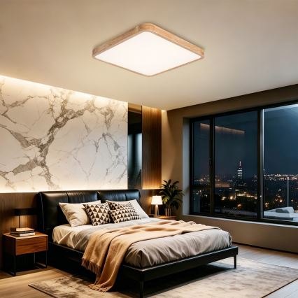 BRILAGI - LED stmievateľné stropné svietidlo WOODLINE SQUARE LED/80W/230V 3000-6000K dub 60x60 cm + diaľkové ovládanie