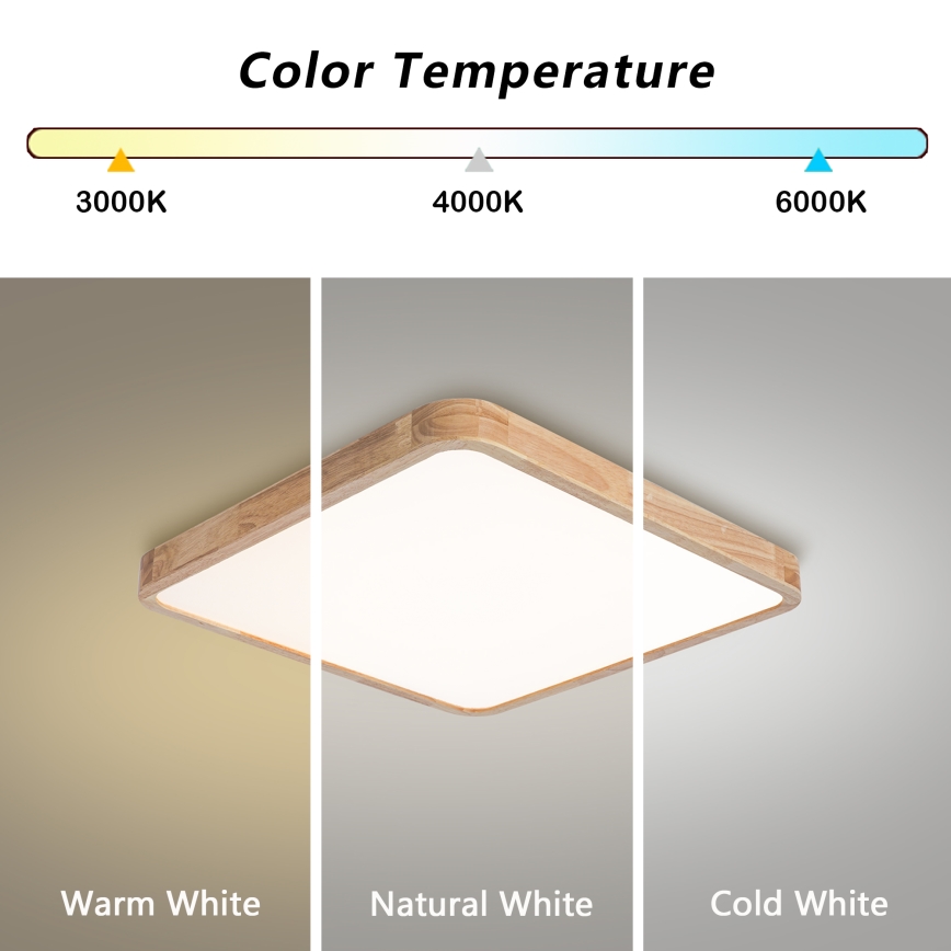 BRILAGI - LED stmievateľné stropné svietidlo WOODLINE SQUARE LED/80W/230V 3000-6000K dub 60x60 cm + diaľkové ovládanie