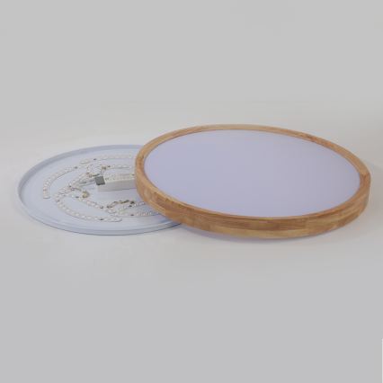 Brilagi - LED stmievateľné stropné svietidlo WOODROUND LED/40W/230V 3000-6000K, priemer 60 cm, drevo, CRI 90 + diaľkové ovládanie