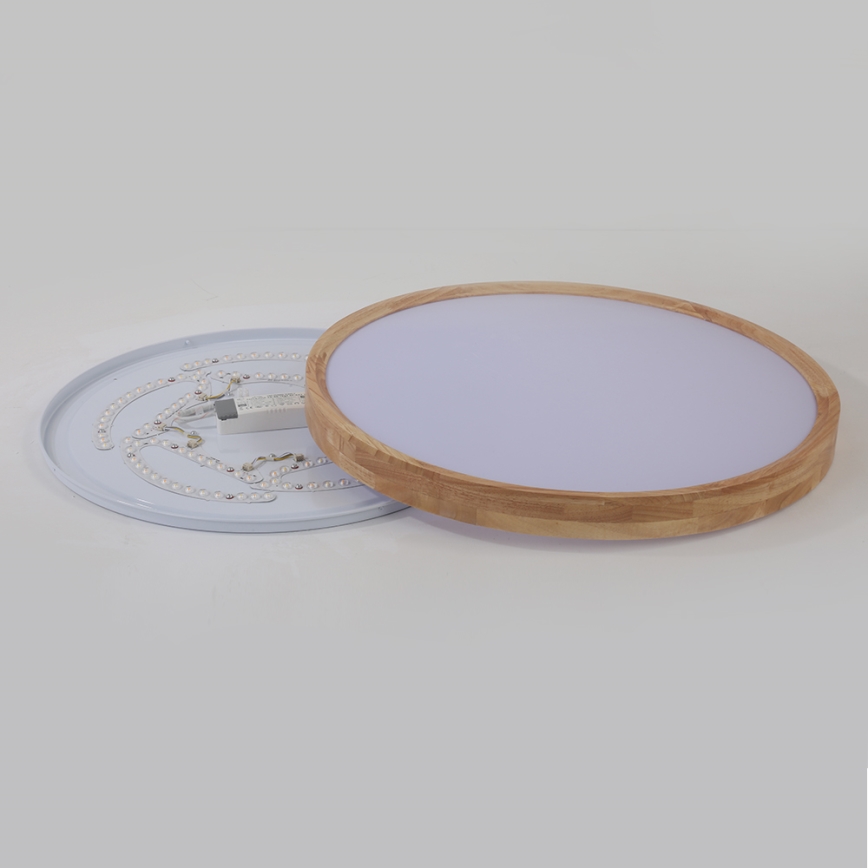 Brilagi - LED stmievateľné stropné svietidlo WOODROUND LED/40W/230V 3000-6000K, priemer 60 cm, drevo, CRI 90 + diaľkové ovládanie
