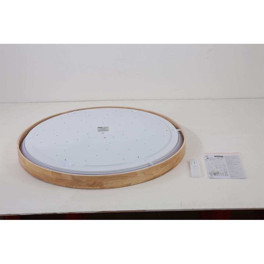 Brilagi - LED stmievateľné stropné svietidlo WOODROUND LED/70W/230V 3000-6000K pr. 80 cm drevo CRI 90 + diaľkové ovládanie