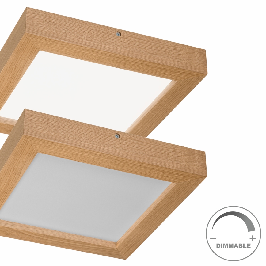 Brilagi - LED Stmievateľné kúpeľňové stropné svietidlo WOODY FRAME LED/24W/230V dub 30x30 cm 3000-6000K IP44 + diaľkové ovládanie