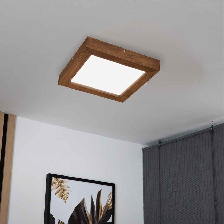 Brilagi - LED Stmievateľné kúpeľňové stropné svietidlo WOODY FRAME LED/24W/230V dub čerešňa 30x30 cm 3000-6000K IP44 + diaľkové ovládanie