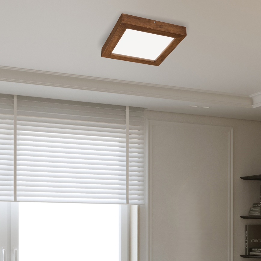 Brilagi - LED Stmievateľné kúpeľňové stropné svietidlo WOODY FRAME LED/24W/230V dub čerešňa 30x30 cm 3000-6000K IP44 + diaľkové ovládanie