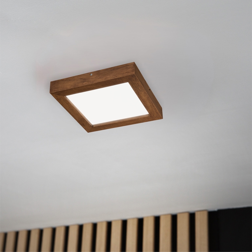 Brilagi - LED Stmievateľné kúpeľňové stropné svietidlo WOODY FRAME LED/24W/230V dub čerešňa 30x30 cm 3000-6000K IP44 + diaľkové ovládanie