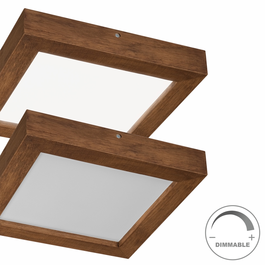 Brilagi - LED Stmievateľné kúpeľňové stropné svietidlo WOODY FRAME LED/24W/230V dub čerešňa 30x30 cm 3000-6000K IP44 + diaľkové ovládanie