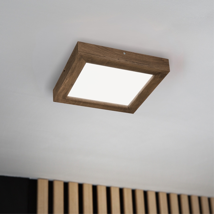 Brilagi - LED Stmievateľné kúpeľňové stropné svietidlo WOODY FRAME LED/24W/230V dub 30x30 cm 3000-6000K IP44 + diaľkové ovládanie