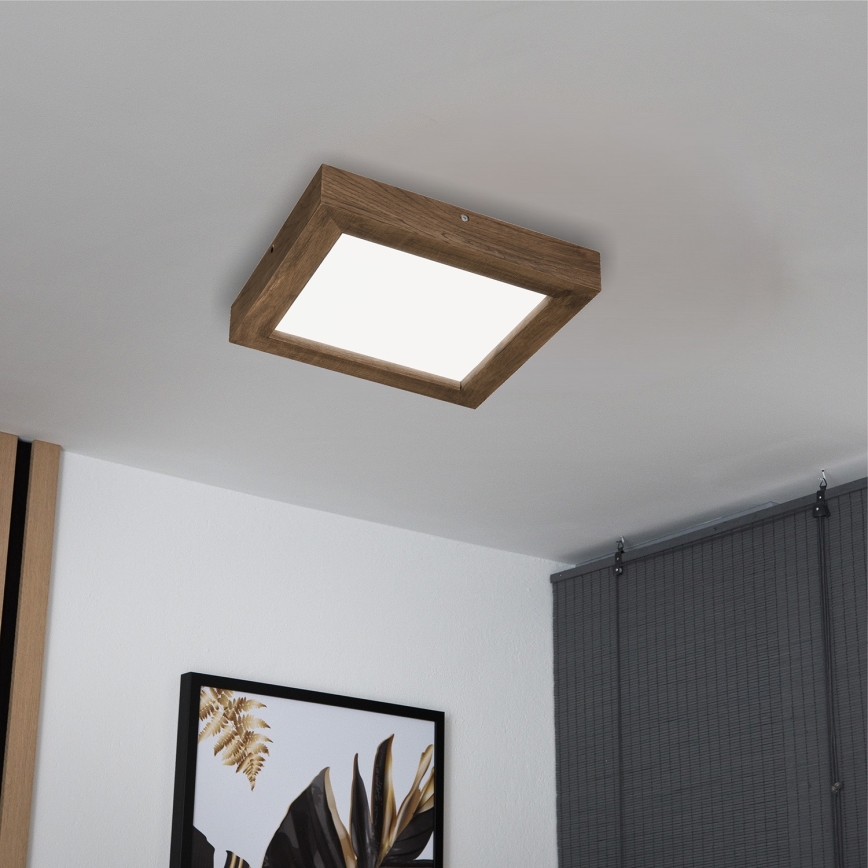 Brilagi - LED Stmievateľné kúpeľňové stropné svietidlo WOODY FRAME LED/24W/230V dub 30x30 cm 3000-6000K IP44 + diaľkové ovládanie