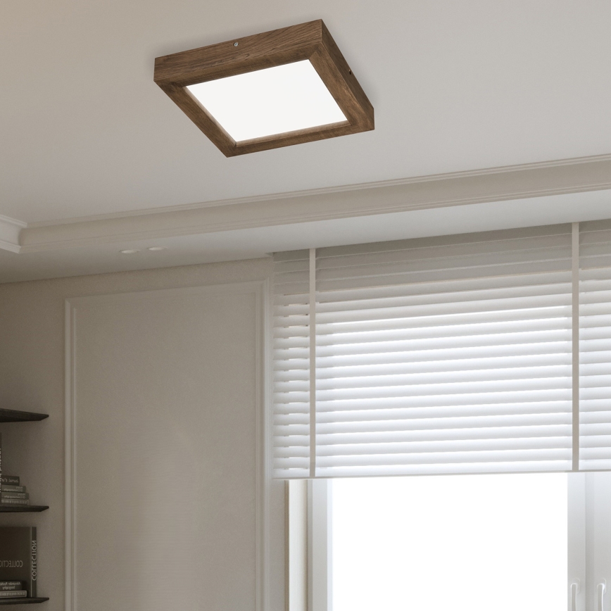 Brilagi - LED Stmievateľné kúpeľňové stropné svietidlo WOODY FRAME LED/24W/230V dub 30x30 cm 3000-6000K IP44 + diaľkové ovládanie