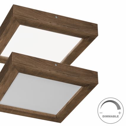 Brilagi - LED Stmievateľné kúpeľňové stropné svietidlo WOODY FRAME LED/24W/230V dub 30x30 cm 3000-6000K IP44 + diaľkové ovládanie