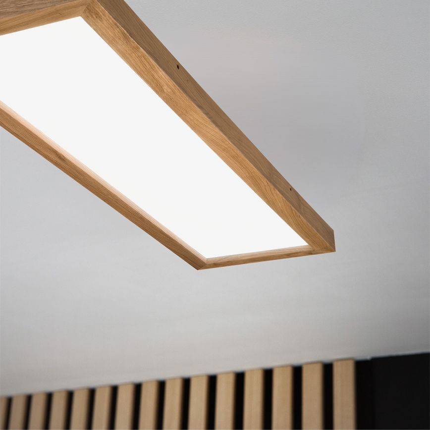Brilagi - LED Stmievateľné kúpeľňové stropné svietidlo WOODY FRAME LED/50W/230V dub 120x30 cm 3000-6000K IP44 + diaľkové ovládanie