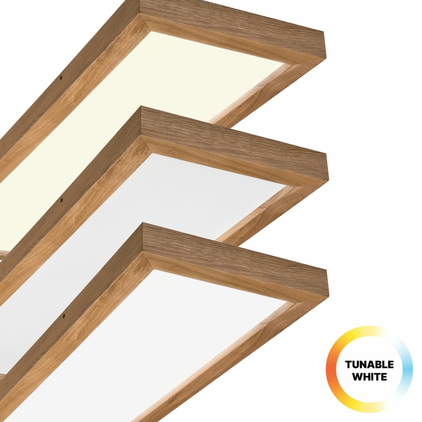 Brilagi - LED Stmievateľné kúpeľňové stropné svietidlo WOODY FRAME LED/50W/230V dub 120x30 cm 3000-6000K IP44 + diaľkové ovládanie