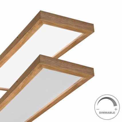 Brilagi - LED Stmievateľné kúpeľňové stropné svietidlo WOODY FRAME LED/50W/230V dub 120x30 cm 3000-6000K IP44 + diaľkové ovládanie