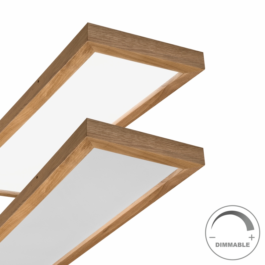 Brilagi - LED Stmievateľné kúpeľňové stropné svietidlo WOODY FRAME LED/50W/230V dub 120x30 cm 3000-6000K IP44 + diaľkové ovládanie