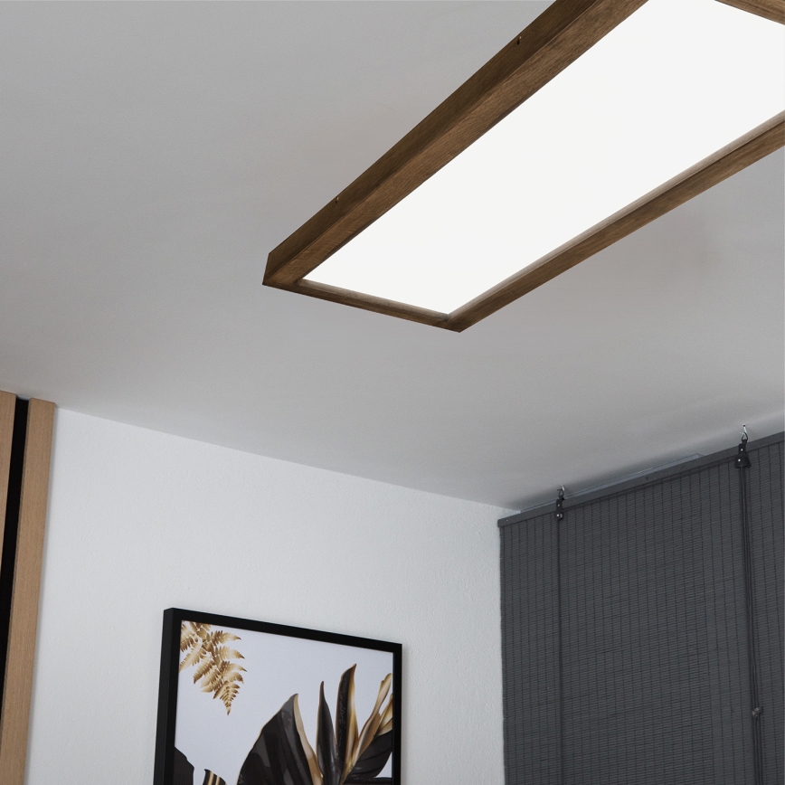 Brilagi - LED Stmievateľné kúpeľňové stropné svietidlo WOODY FRAME LED/50W/230V dub 120x30 cm 3000-6000K IP44 + diaľkové ovládanie