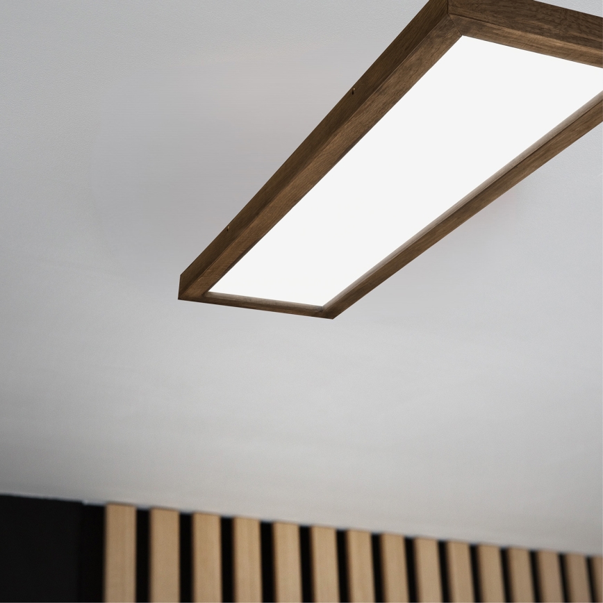 Brilagi - LED Stmievateľné kúpeľňové stropné svietidlo WOODY FRAME LED/50W/230V dub 120x30 cm 3000-6000K IP44 + diaľkové ovládanie