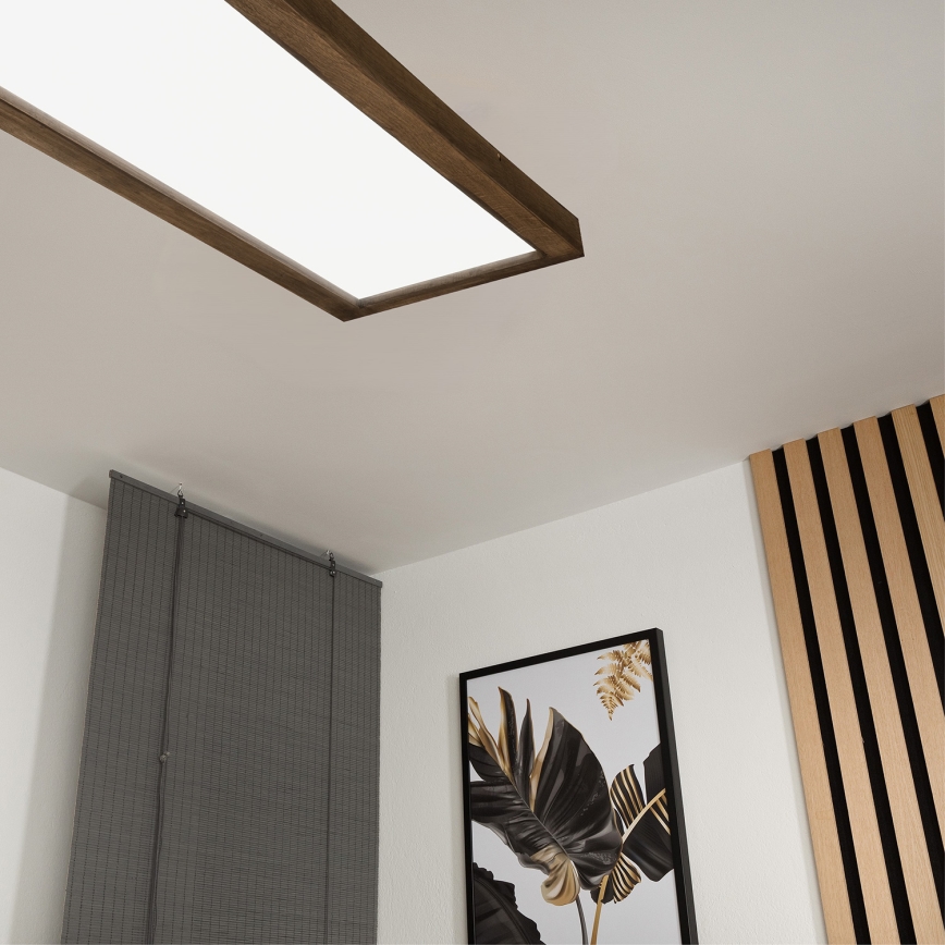 Brilagi - LED Stmievateľné kúpeľňové stropné svietidlo WOODY FRAME LED/50W/230V dub 120x30 cm 3000-6000K IP44 + diaľkové ovládanie