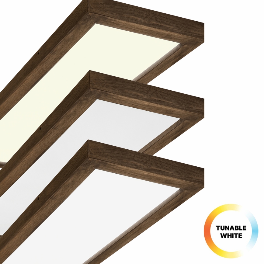 Brilagi - LED Stmievateľné kúpeľňové stropné svietidlo WOODY FRAME LED/50W/230V dub 120x30 cm 3000-6000K IP44 + diaľkové ovládanie