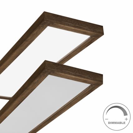 Brilagi - LED Stmievateľné kúpeľňové stropné svietidlo WOODY FRAME LED/50W/230V dub 120x30 cm 3000-6000K IP44 + diaľkové ovládanie