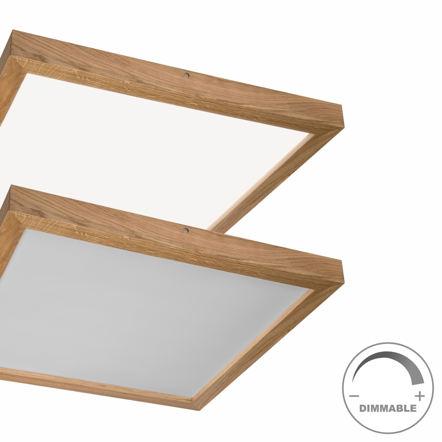 Brilagi - LED Stmievateľné kúpeľňové stropné svietidlo WOODY FRAME LED/50W/230V dub 60x60 cm 3000-6000K IP44 + diaľkové ovládanie