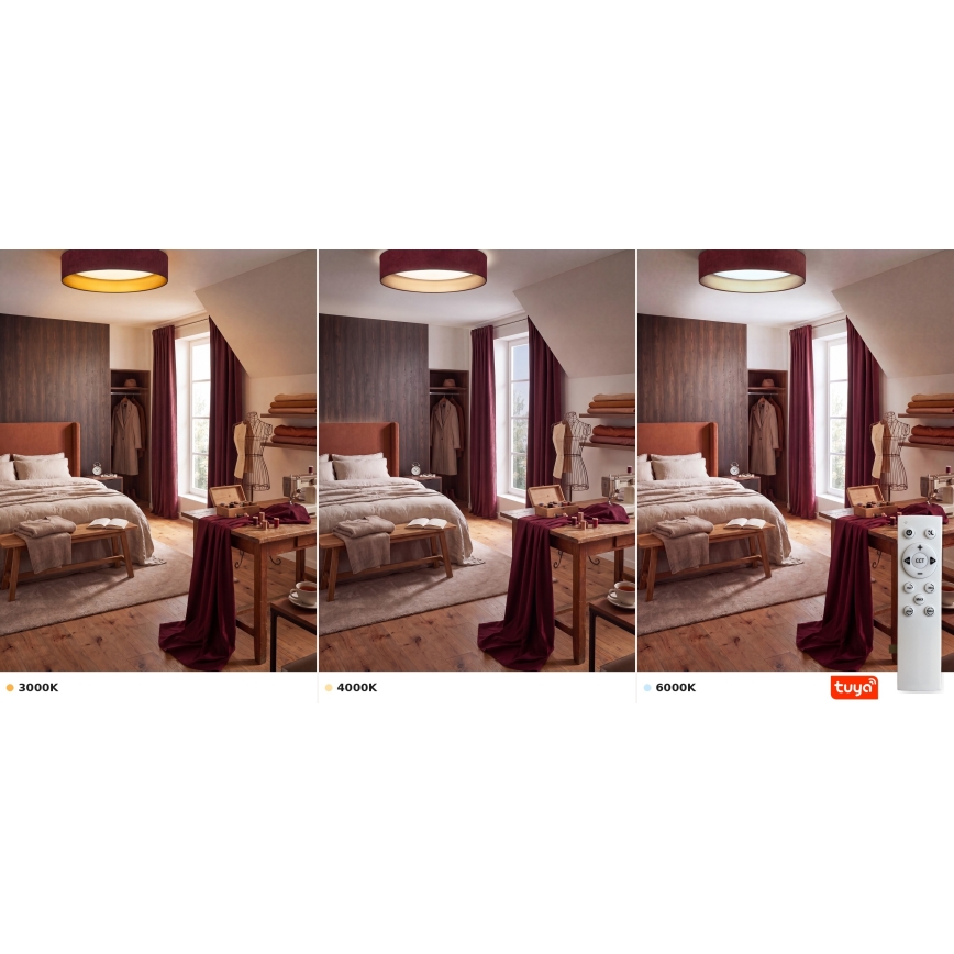 Brilagi - LED stmievateľné stropné svietidlo VELVET SMARTIX STARS LED/24W/230V 3000-6000K pr. 45 cm vínová/zlatá Wi-Fi Tuya Beacon + diaľkové ovládanie