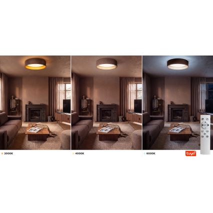 Brilagi - LED stmievateľné stropné svietidlo VELVET SMARTIX STARS LED/36W/230V 3000-6000K priemer 55 cm hnedá/zlatá Wi-Fi Tuya Beacon + diaľkové ovládanie