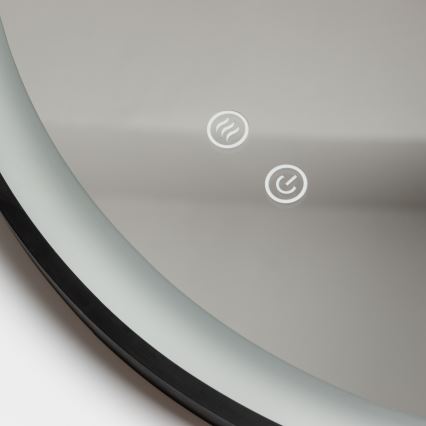 Brilagi - LED stmievateľné vyhrievané kúpeľňové zrkadlo s podsvietením ALU PRO LED/18W/230V pr. 60 cm 3000/4000/6500K IP44 čierna CRI 90