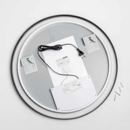 Brilagi - LED stmievateľné vyhrievané kúpeľňové zrkadlo s podsvietením ALU PRO LED/18W/230V pr. 60 cm 3000/4000/6500K IP44 čierna CRI 90