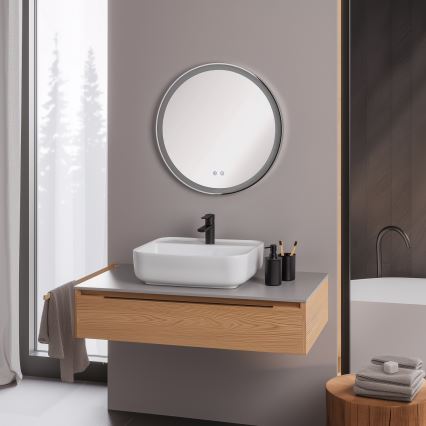 Brilagi - LED Stmievateľné kúpeľňové vyhrievané zrkadlo s podsvietením ALU PRO LED/18W/230V pr. 60 cm 3000/4000/6500K IP44 lesklý chróm CRI 90