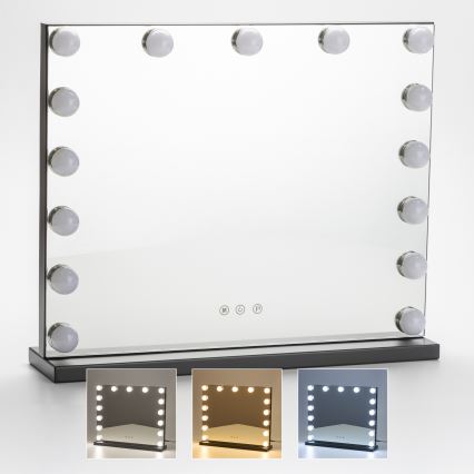 BRILAGI - LED Stmievateľné zrkadlo na líčenie HOLLYWOOD LED/15W/230V CCT + USB čierna