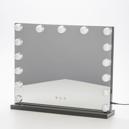 BRILAGI - LED Stmievateľné zrkadlo na líčenie HOLLYWOOD LED/15W/230V CCT + USB čierna