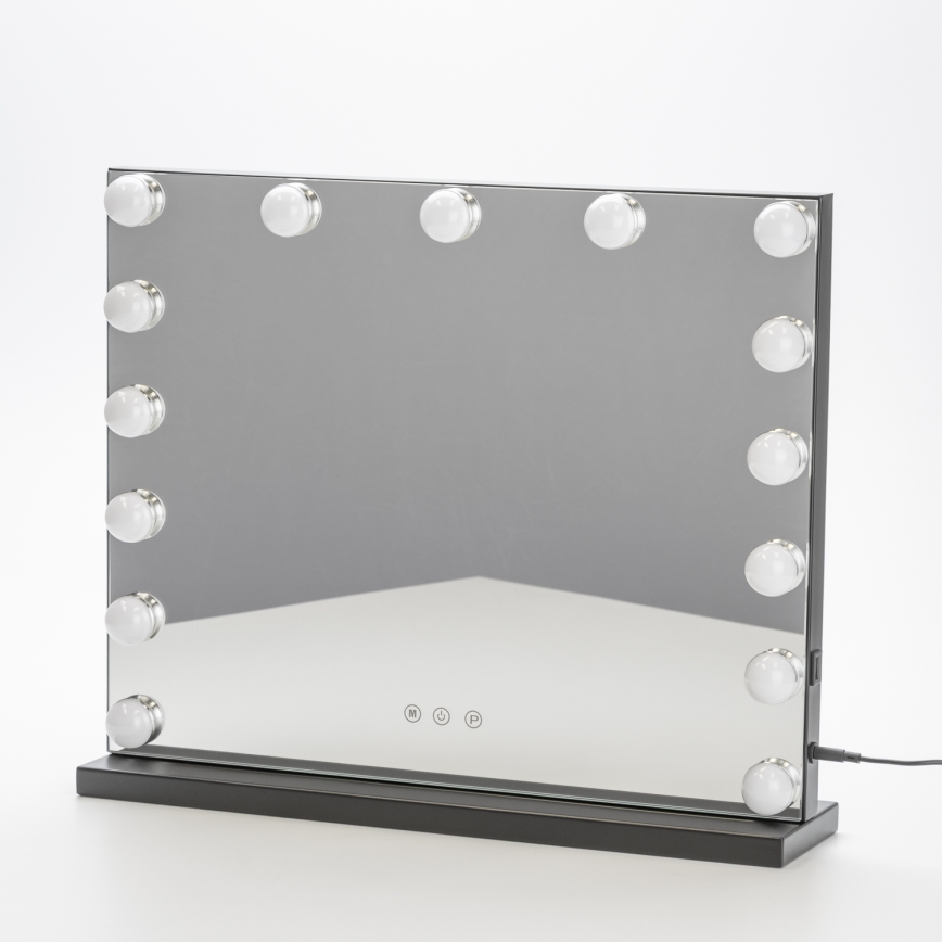 BRILAGI - LED Stmievateľné zrkadlo na líčenie HOLLYWOOD LED/15W/230V CCT + USB čierna