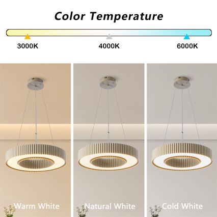 Brilagi - stmievateľný LED luster na lane LUMIX LED/48W/230V 3000-6000K, béžový, priemer 50 cm + diaľkové ovládanie