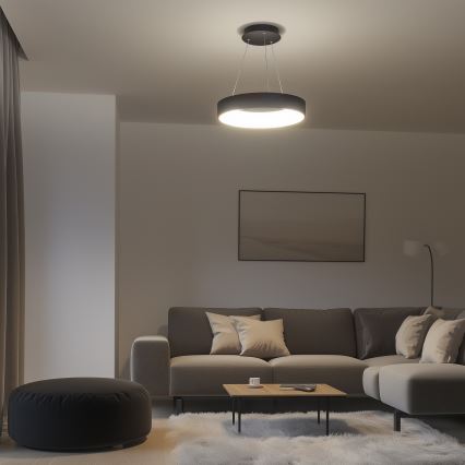 Brilagi - LED stmievateľný luster na lanku FALCON LED/80W/230V 3000-6500K pr. 60 cm čierna + diaľkové ovládanie