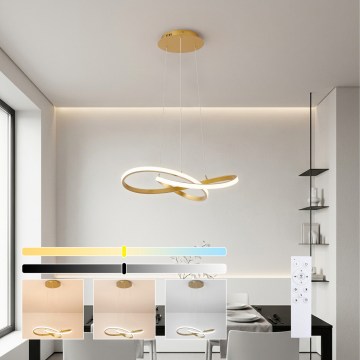 Brilagi - LED stmievateľný luster na lankách INFINITY LED/55W/230V 3000-6000K 50x50 cm zlatý + diaľkové ovládanie