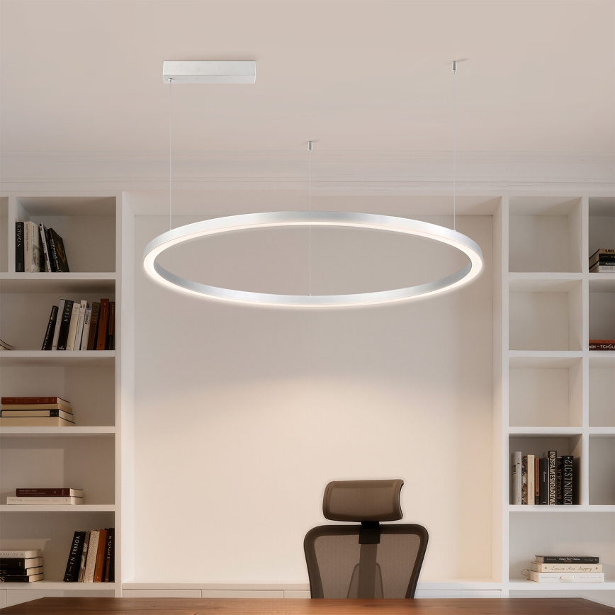 Brilagi - stmievateľný LED luster na lane PORTOFINO LED/60W/230V 3000-6000K priemer 80 cm strieborný + diaľkové ovládanie