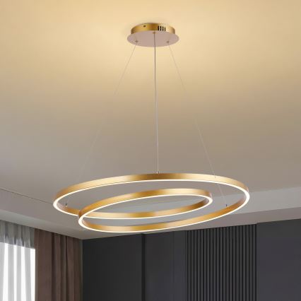 Brilagi - LED stmievateľný luster na lane TWISTER LED/105W/230V 3000-6000K priemer 100 cm zlatý + diaľkové ovládanie