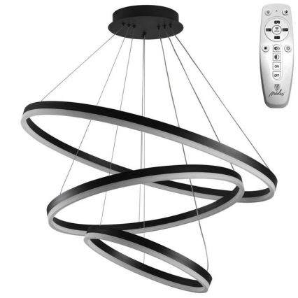 Brilagi - LED stmievateľný luster na lanku CIRCLE LED/125W/230V 3000-6500K pr. 80 cm čierna + diaľkové ovládanie