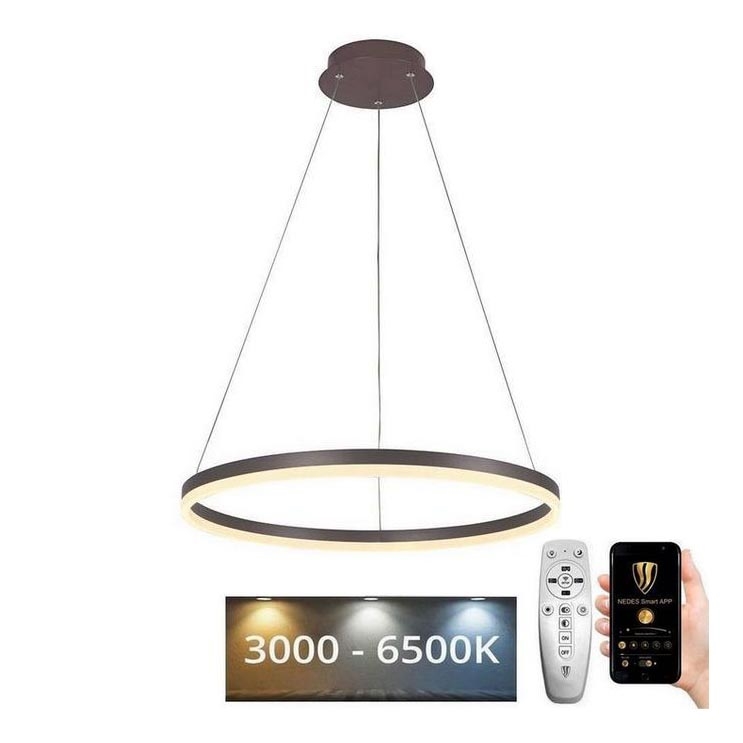 Brilagi - LED Stmievateľný luster na lanku CIRCLE LED/42W/230V 3000-6500K hnedá + diaľkové ovládanie