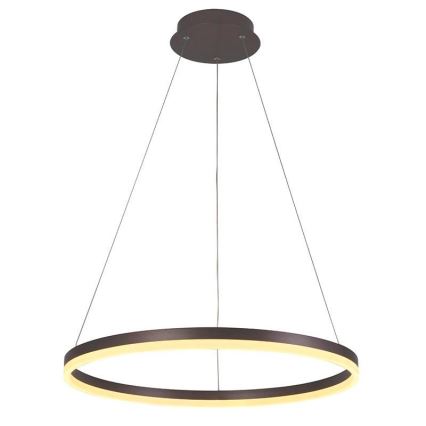 Brilagi - CIRCLE stmievateľný LED závesný luster na lanku, 42 W, 230 V, 3000-6500 K, pr. 60 cm, hnedý + diaľkové ovládanie