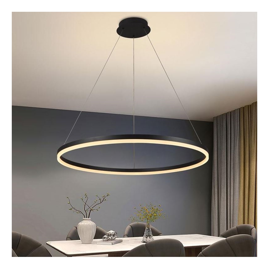 Brilagi - LED Stmievateľný luster na lanku CIRCLE LED/55W/230V 3000-6500K čierna + diaľkové ovládanie