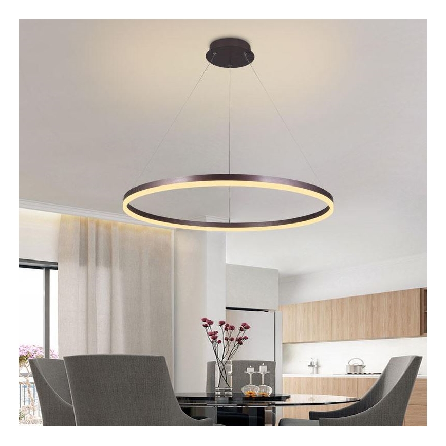 Brilagi - LED Stmievateľný luster na lanku CIRCLE LED/55W/230V 3000-6500K hnedá + diaľkové ovládanie