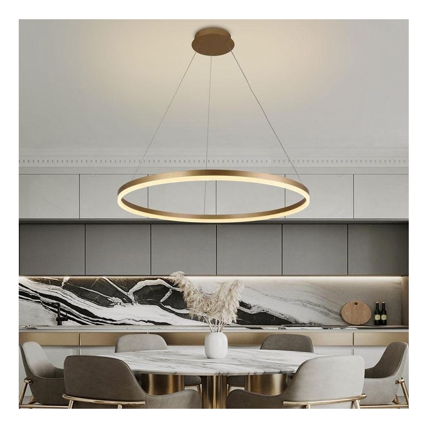 Brilagi - LED Stmievateľný luster na lanku CIRCLE LED/55W/230V 3000-6500K zlatá + diaľkové ovládanie