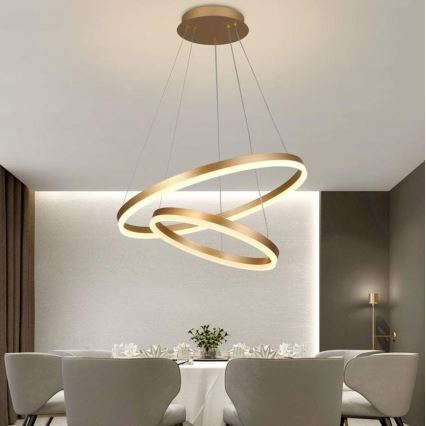 Brilagi - LED Stmievateľný luster na lanku CIRCLE LED/70W/230V 3000-6500K zlatá + diaľkové ovládanie