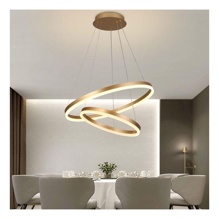 Brilagi - LED Stmievateľný luster na lanku CIRCLE LED/70W/230V 3000-6500K zlatá + diaľkové ovládanie